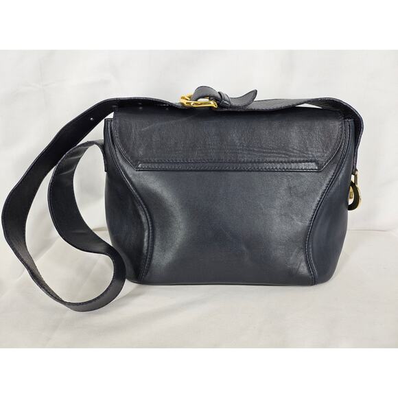 LANCEL VINTAGE BLACK LEATHER SHOULDER BAG – FRONT FLAP – MADE IN ITALY 10"x8"x4" - Picture 2 of 16